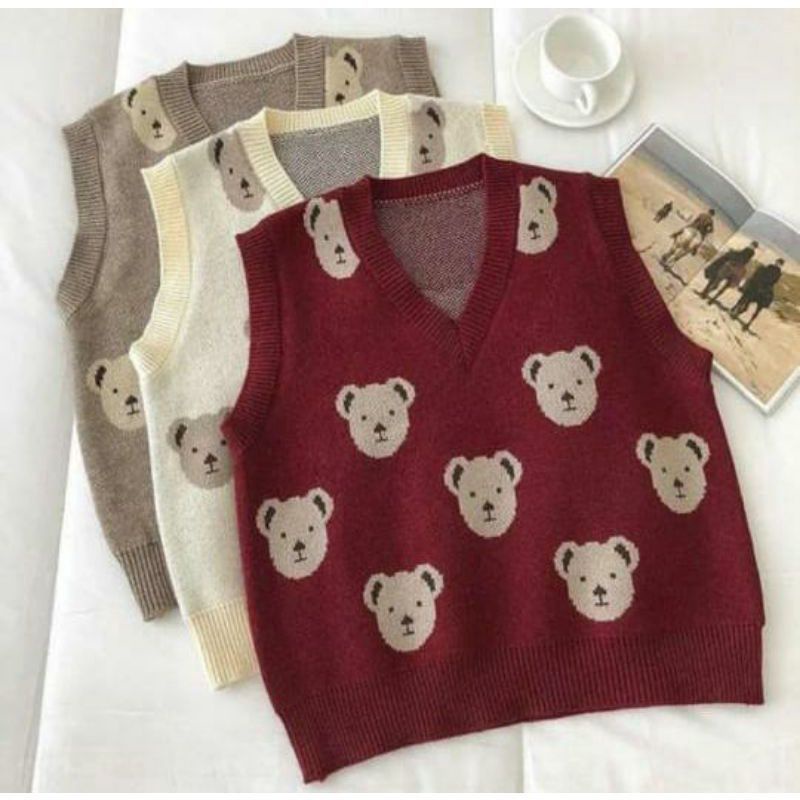 Vest Rajut Beruang dewasa UNISEX/Vest rajut bear/Vest rajut premium/vest rajut