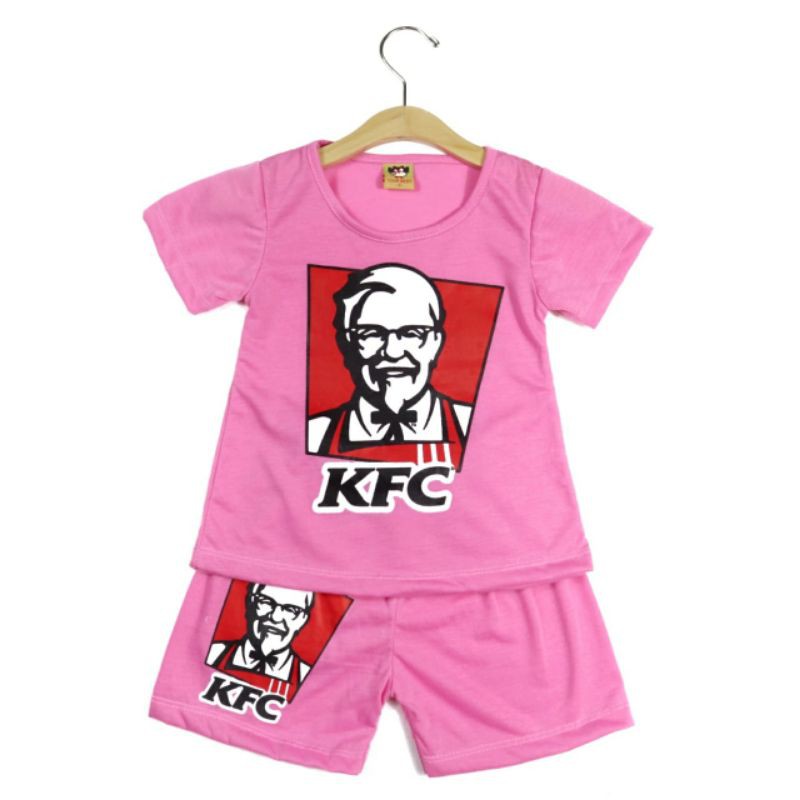 SETELAN BAJU ANAK PEREMPUAN SIKUNING MOTIF KFC 2-6 TAHUN NEW