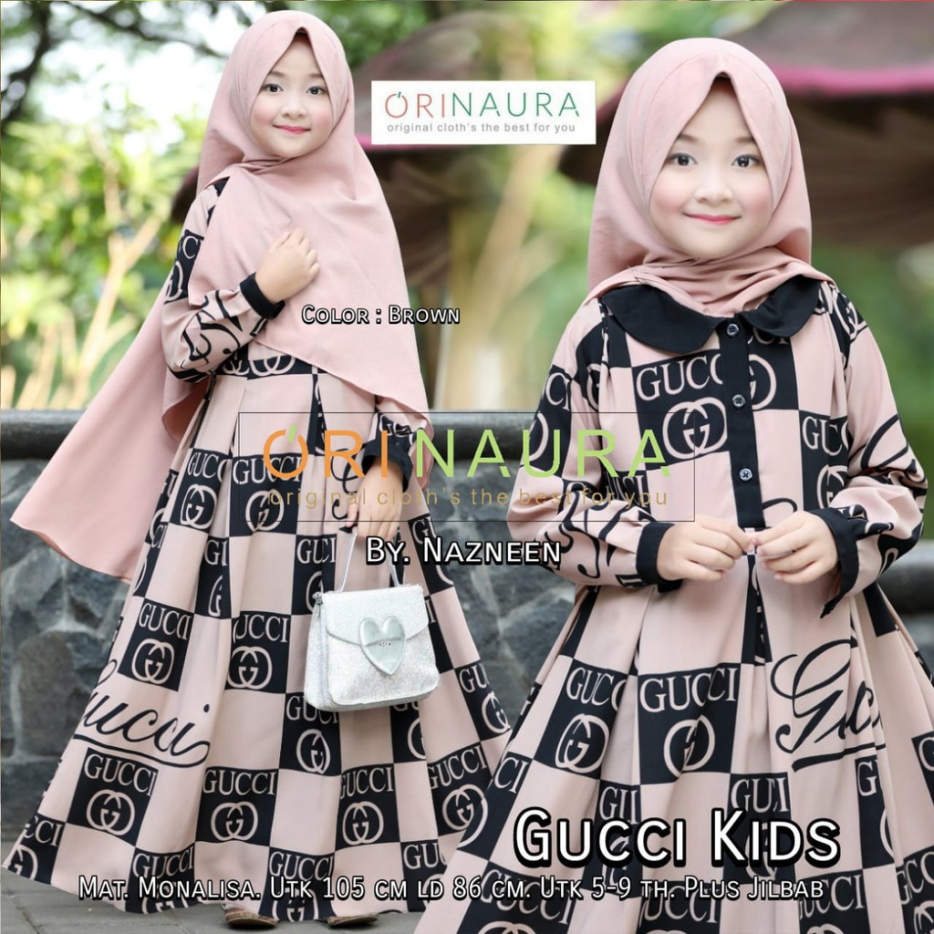 BK gucci kids syari gamis anak set kerudung original monalisa orinaura naura
