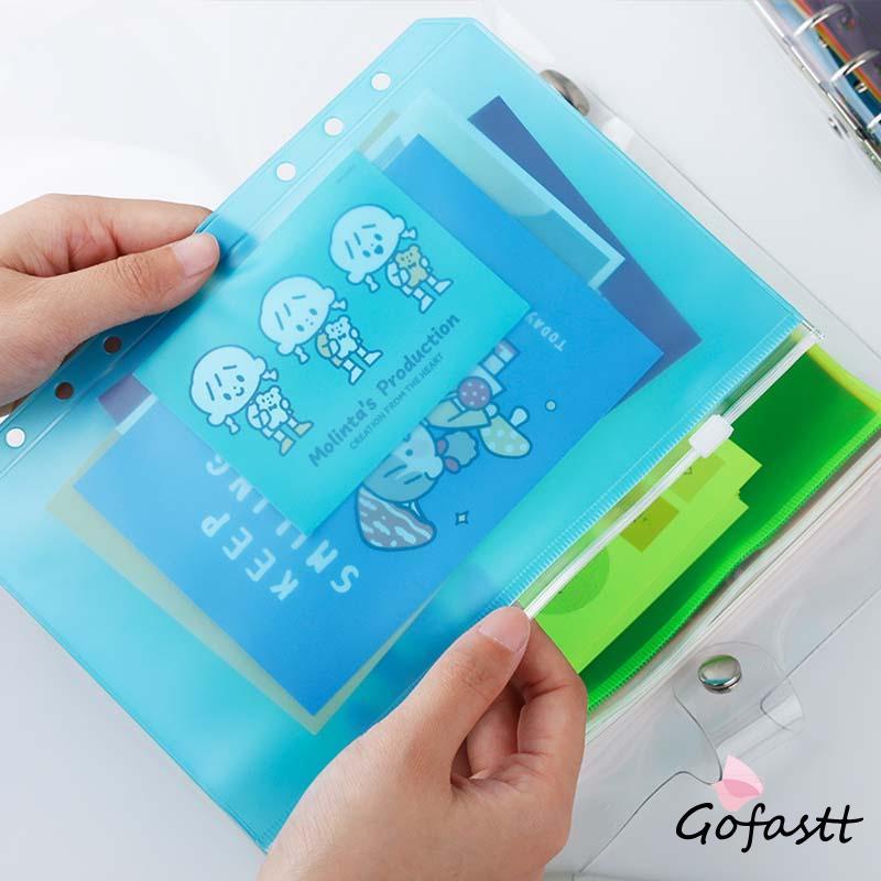 

A6 Frosted PVC Ritsleting Tas Penyimpanan Traveller Notebook Organizer Buku Loose-leaf G