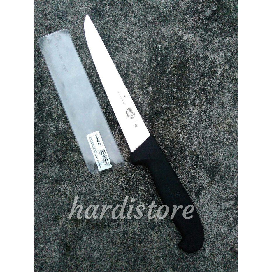 Pisau Sembelih Straight 22 Cm Victorinox Butcher Knife Straight 5.5503.22 Black Fibrox Handle