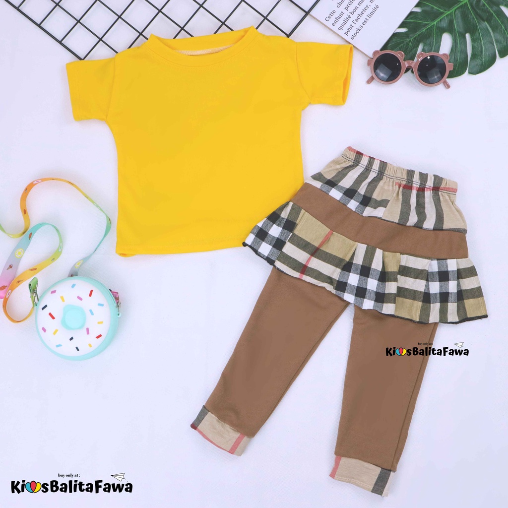 Setelan Zahra uk Bayi - 4 Tahun / Baju Anak Perempuan Celana Panjang Setelan Umbrella Pants Kaos Polos