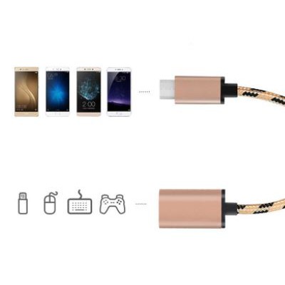 Type-c male to usb A 3.0 female cable braided otg adapter sync data 5Gbps NB - Kabel usb-c otg usb3.0