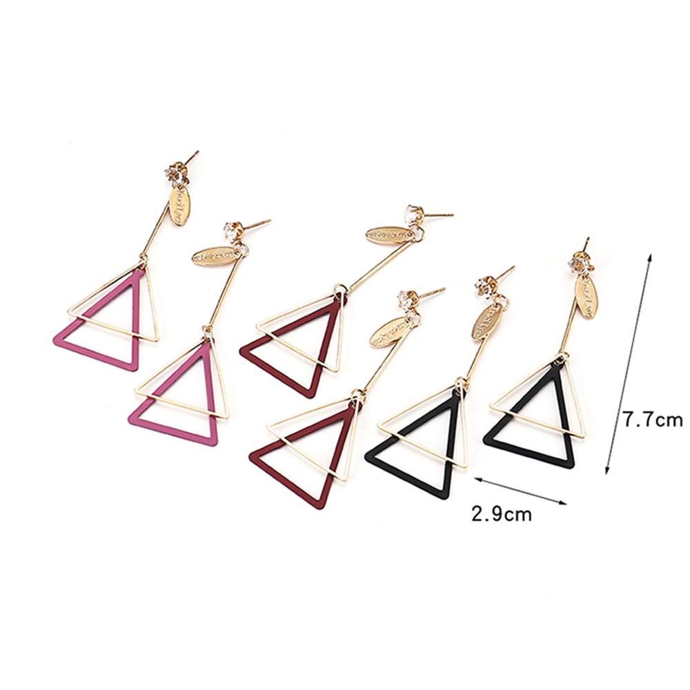 Anting warna-warni gaya manis ramah lingkungan cat anting segitiga logam dalam enam warna
