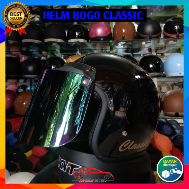 HELM BOGO DEWASA POLOS BLACK Doff Red Grey Glosy Polos Kaca Flat CLASIC GARIS SNI