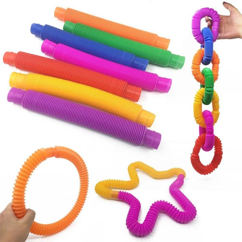 Fidget Bend Stretch Pull &amp; Pop Tubes Sensory Toys Fine Motor Skills Toy for Kids ADHD