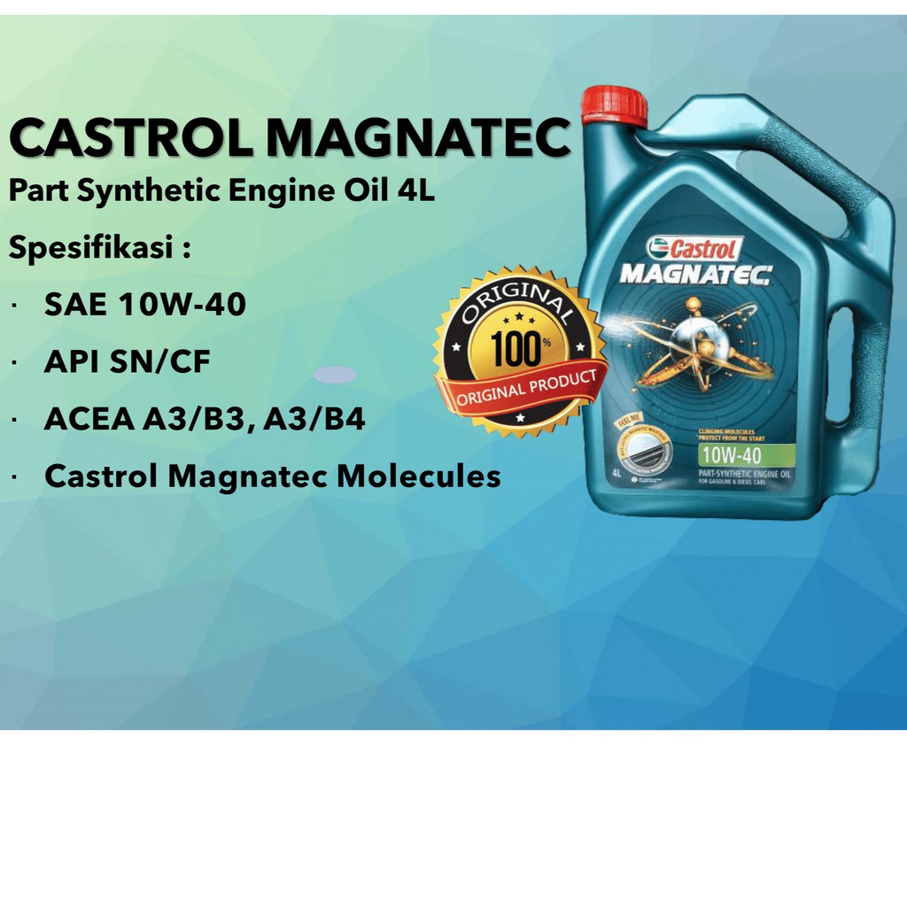 Oli Mobil Motor 10W 40 CASTROL Magnatec 4Liter Original 100%