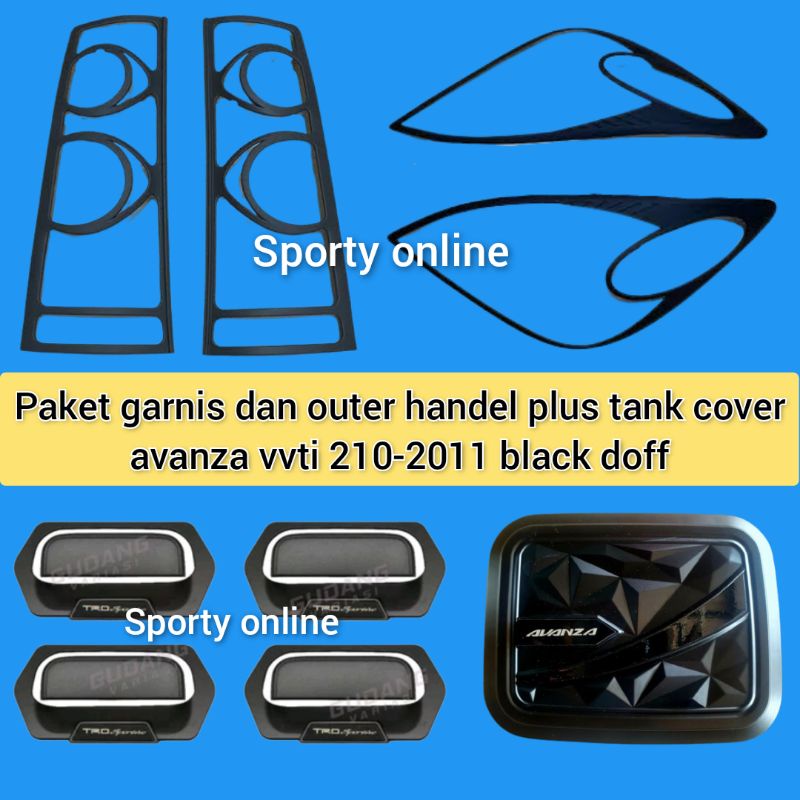 paket garnis outer handel plus tank cover avanza vvti 2010-2011 black doff