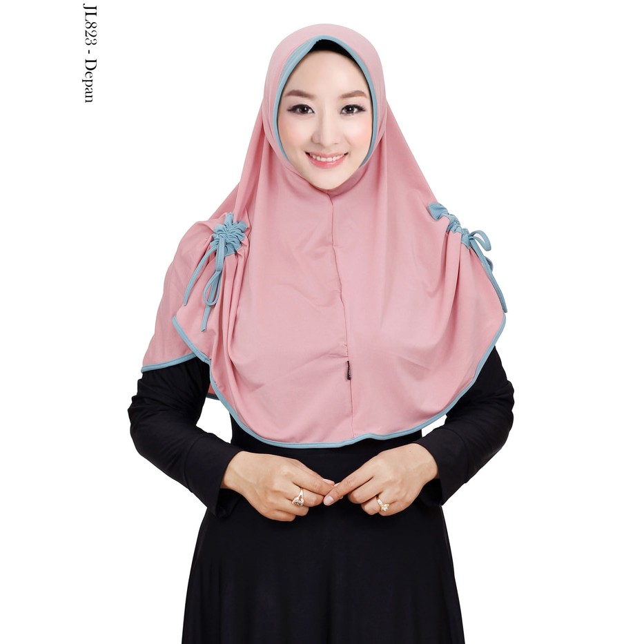Jilbab Langsung Jersey Tali Serut Pet Antem Kombinasi List Warna