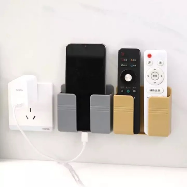 Tempat Charger Smartphone Tempel Dinding Tempat Remot Multifungsi