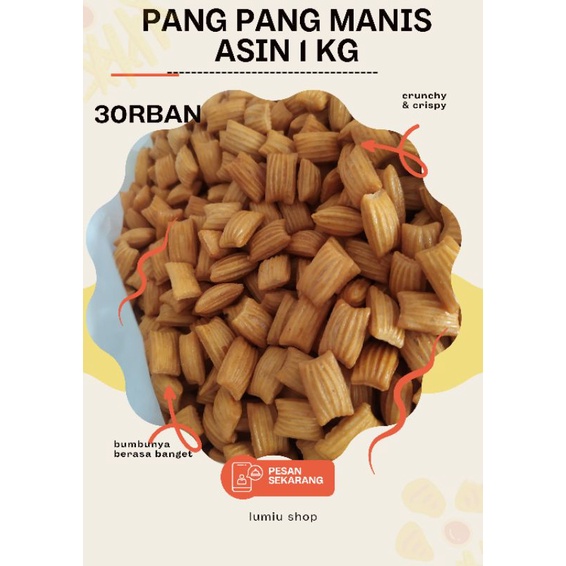 

Pang Pang Asin Gurih 1kg / Snack Jadoel / Snack kiloan/ Cemilan Gurih