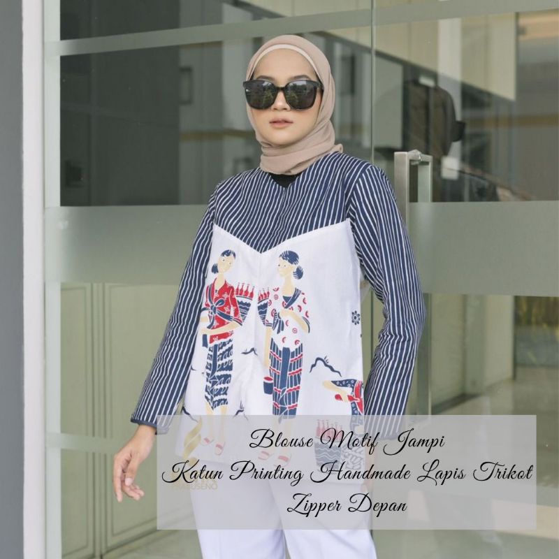 BLOUSE BATIK WANITA LENGAN PANJANG BATIK WANITA PRABUSENO ATASAN BATIK WANITA KEMEJA BATIK WANITA