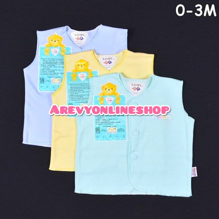 Libby Baju Kutung Singlet Bayi  Polos Warna 0-6m (Newborn)