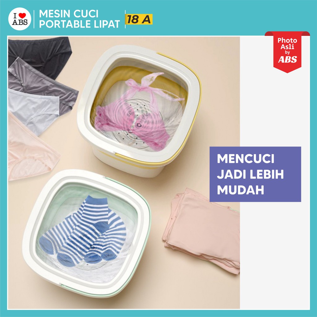 ABS MESIN CUCI PORTABLE MESIN CUCI LIPAT MINI FOLDING WASHING MACHINE  KAPASITAS 2,8kg-7