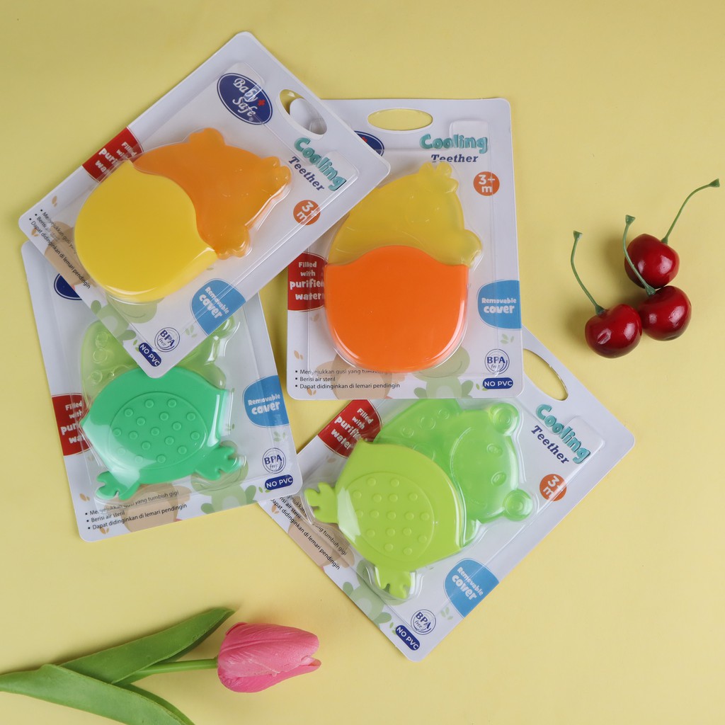Baby Safe TT004 | Cooling Teether with Purified Water Baby | Mainan Gigitan Bayi Anak | Easy Grip | BPA Free | Orange Hijau Kuning