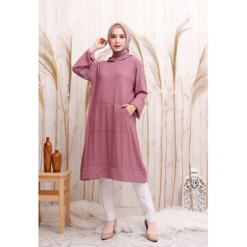 Diva_Boutique COD FREE ONGKIR Promo Tunik Hoodie Wanita Muslim ELIN Fashion Hijab Bagus Murah Nyaman