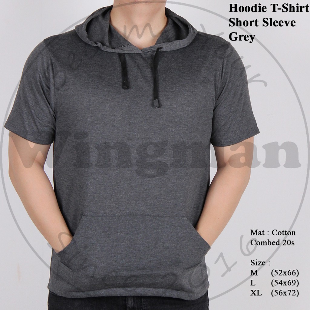 Kaos Hoodie Polos Pria Lengan Pendek 3 Warna Shopee Indonesia