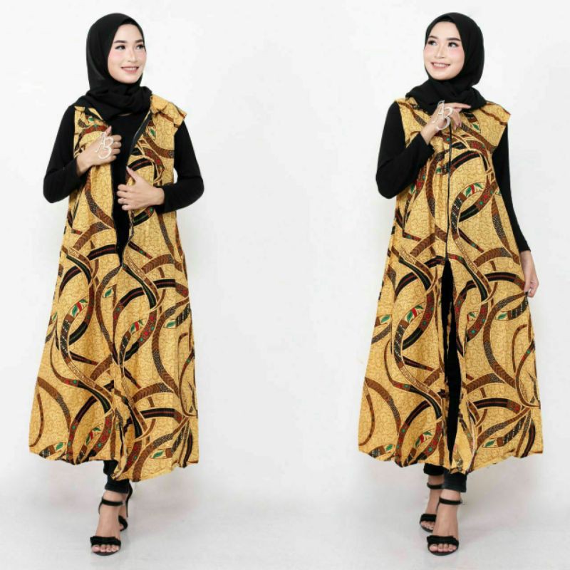 Best Seller LONG CARDI BATIK MOTIF ULIR COKLAT BATIK WANITA SERAGAM BOS-No.7