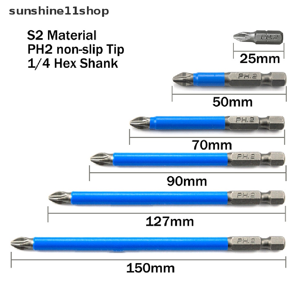 Sho Mata Obeng Elektrik Magnetik Anti Slip 1 / 4 &quot;Hex Shank Presisi PH2 N