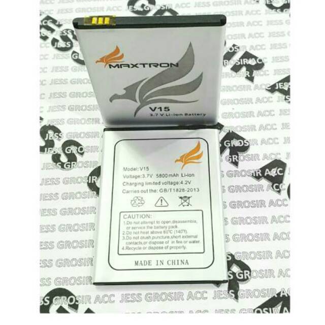 Baterai Battery Batre Original MAXTRON V15 ( Ukuran Panjang 7.7 cm Lebar 5.9 cm Tebal 0.4 Cm )