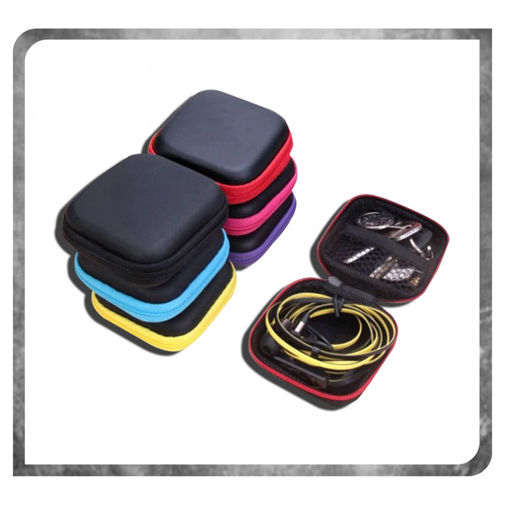 Pouch PERSEGI Penyimpanan Headset / Kabel data / Dompet headset / Tas Kunci / Travel organizer