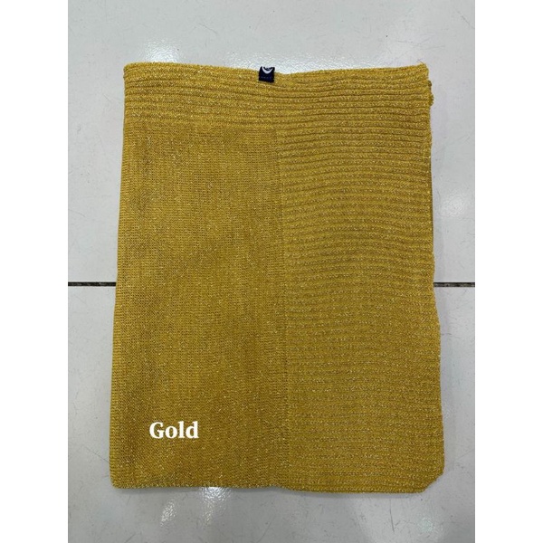 PASHMINA RAJUT GLITER / PASHMINA RAJUT PENGANTIN / PASHMINA PREMIUM-Gold
