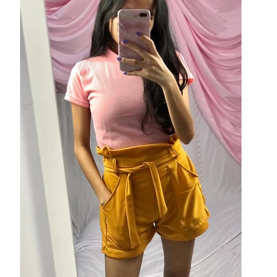 Belt Suit Pants | High Waist Chiffon Belt Suit Short | Hotpants Belt Suit [BLZ. 998625]