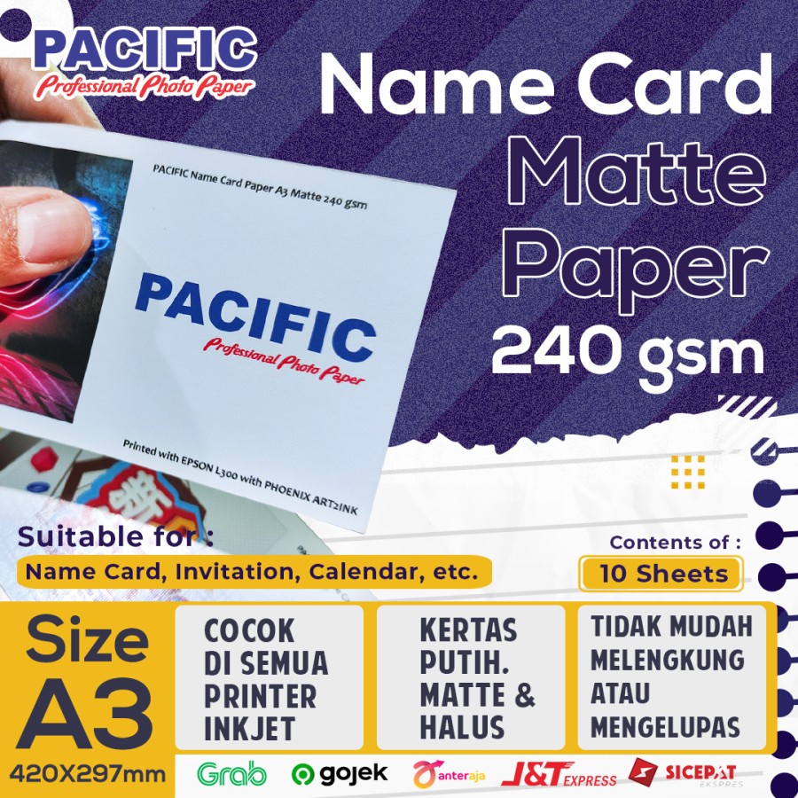 Kertas Foto Matte/Doff Linen Paper A3 240 Gsm Untuk Kartu Nama-Undangan dll