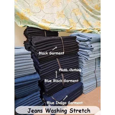 Bahan Kain Jeans Wash Stretch Denim Washing Cucian Jeans Washing Melar Potongan 1.25 Meter