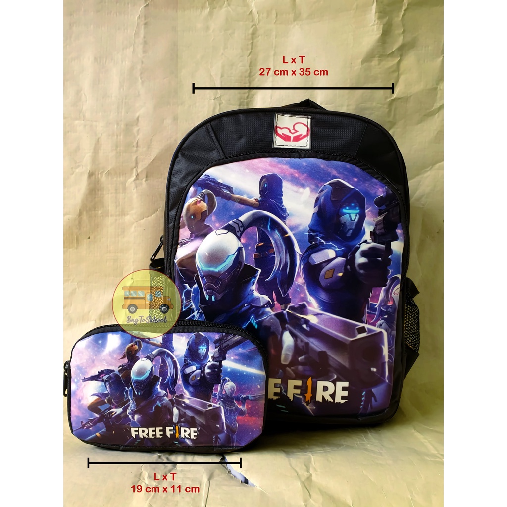 Tas Anak Laki-Laki Ransel Sekolah TK/SD Bonus kotak pensil Karakter Boboy, Batman, Free fire, Avenger dan Spiderman