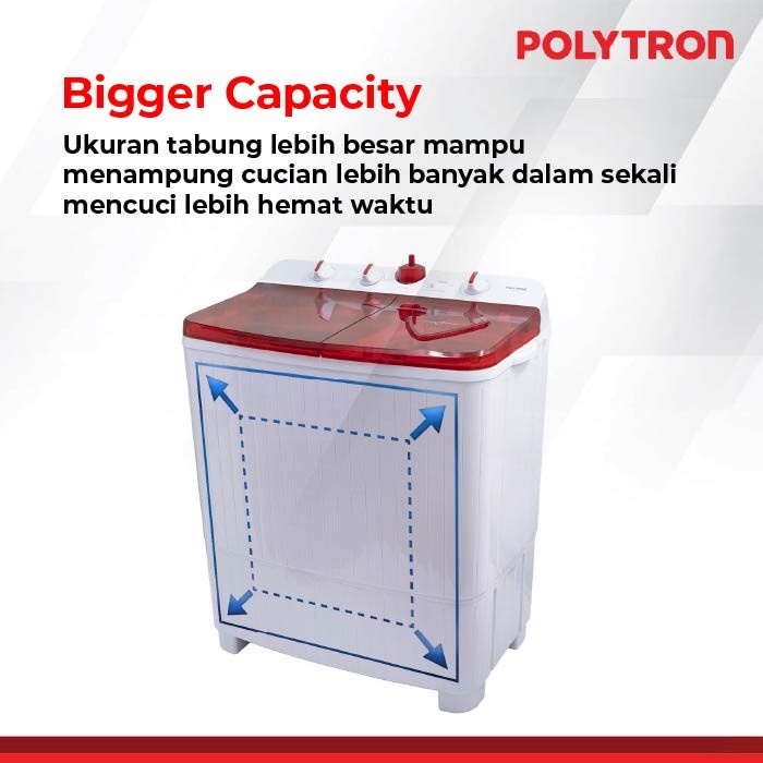 POLYTRON Mesin Cuci 2 Tabung Primadona Samba 7 Kg PWM 7072