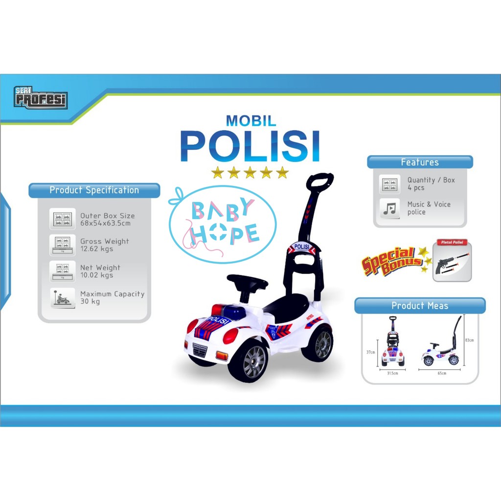RIDE ON MOBIL MAINAN ANAK MOBIL POLISI YOTTA- Yotta Kids Police Car - MPL