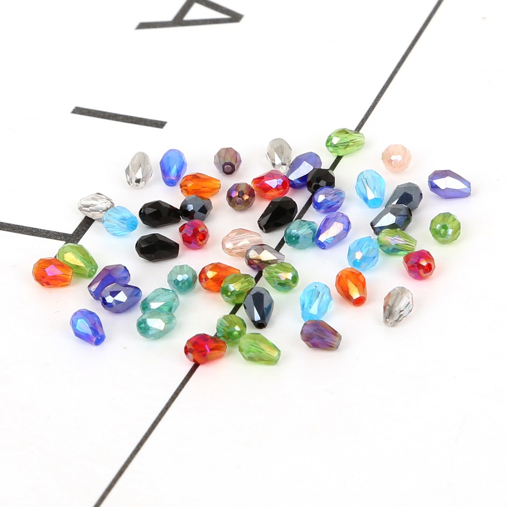 Hot Colorful 3 x 5 mm 100 Pcs Austria Faceted Glass Beads Tear Drop Crystal Beads For Garment Decoration Crafts DIY Making