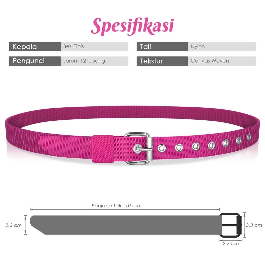 IKAT PINGGANG WANITA SABUK WANITA TALI NYLON CANVAS KEPALA RODA WOMEN BELT AKSESORIS FASHION