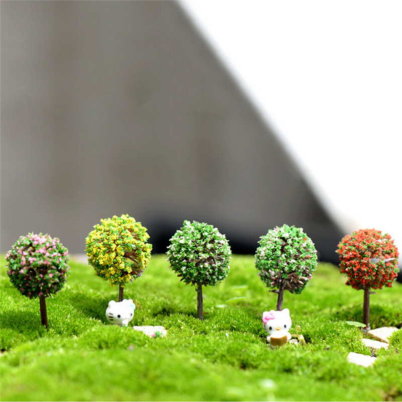 5pcs/lot Simulation Tree Flower Colorful Ball Tree Micro Landscape Ornaments