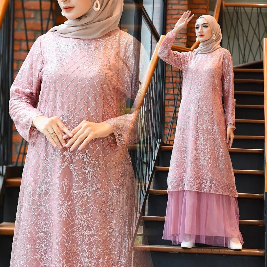 (COD) GAMIS AMANDA MANOPO TILLE TIMBUL KOMBINASI CERUTI MODEL MAKE ROK BAGIAN BAWAH KEBAYAPESTAPREMI