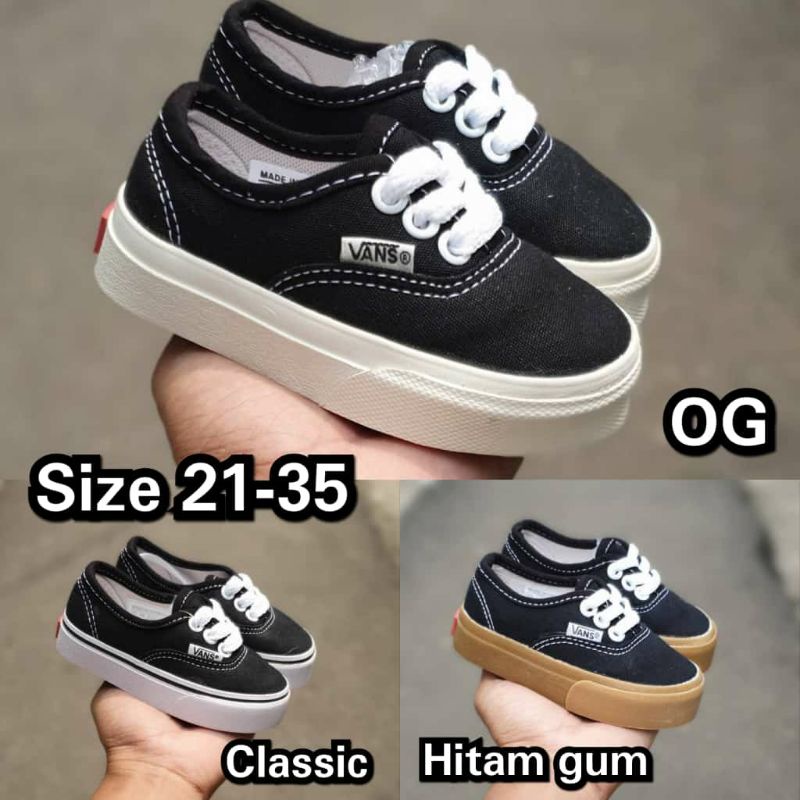 Sepatu Anak Vans Authentic Black Classis Mono Gam Sepatu Sneakers Anak Laki Laki Dan Perempuan