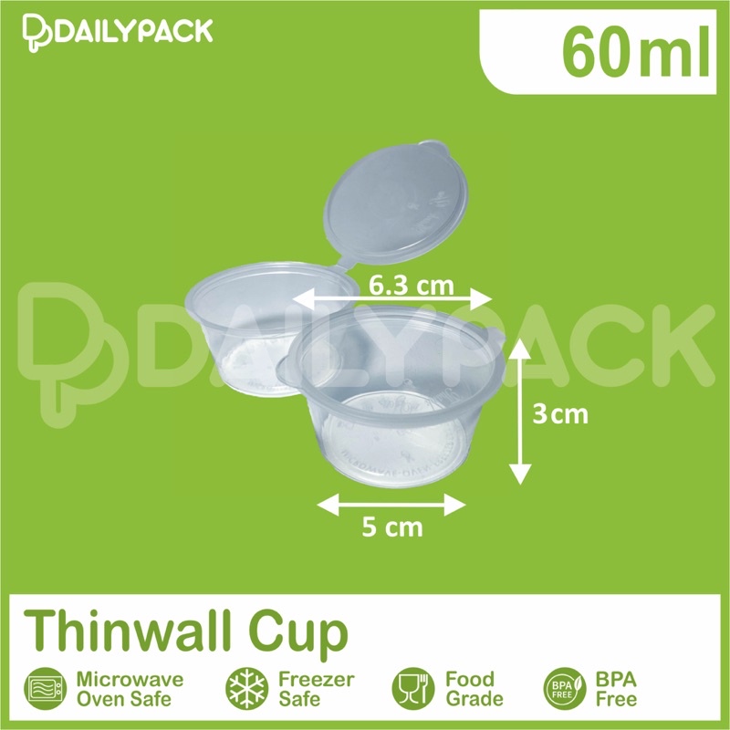 Thinwall Cup Sambal Klip 60 ml / Tempat saus Sambal 60 ml / Plastik Sambal