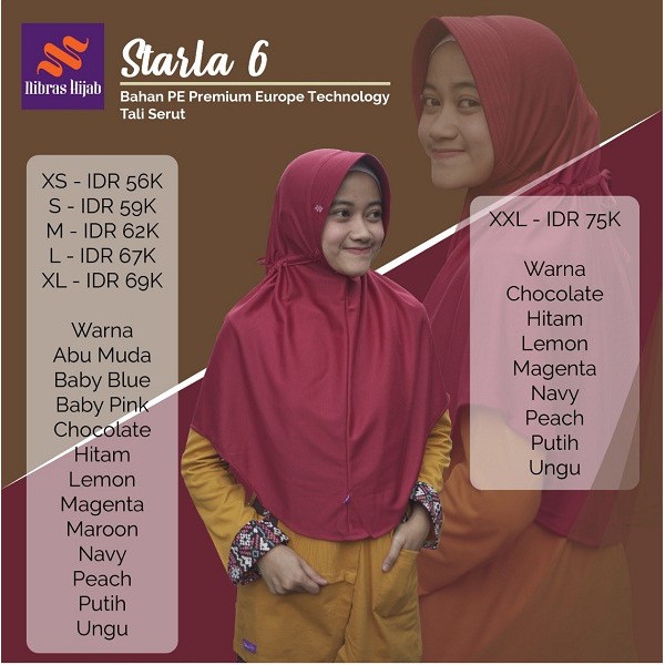 NIBRAS HIJAB STARLA PAD 6 XXL BAHAN PE PREMIUM FASHION MUSLIMAH SYARI KHIMAR INSTAN TERBARU