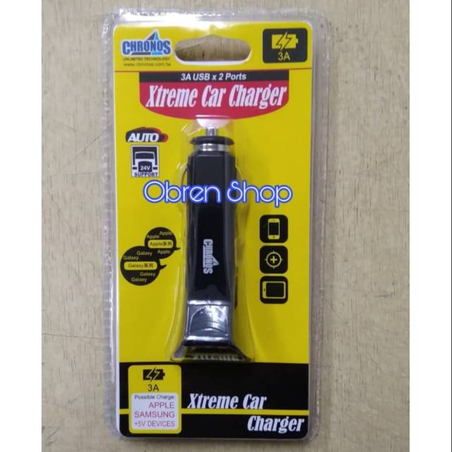 CAR CHARGER USB 2 PORT 3A CHRONOS