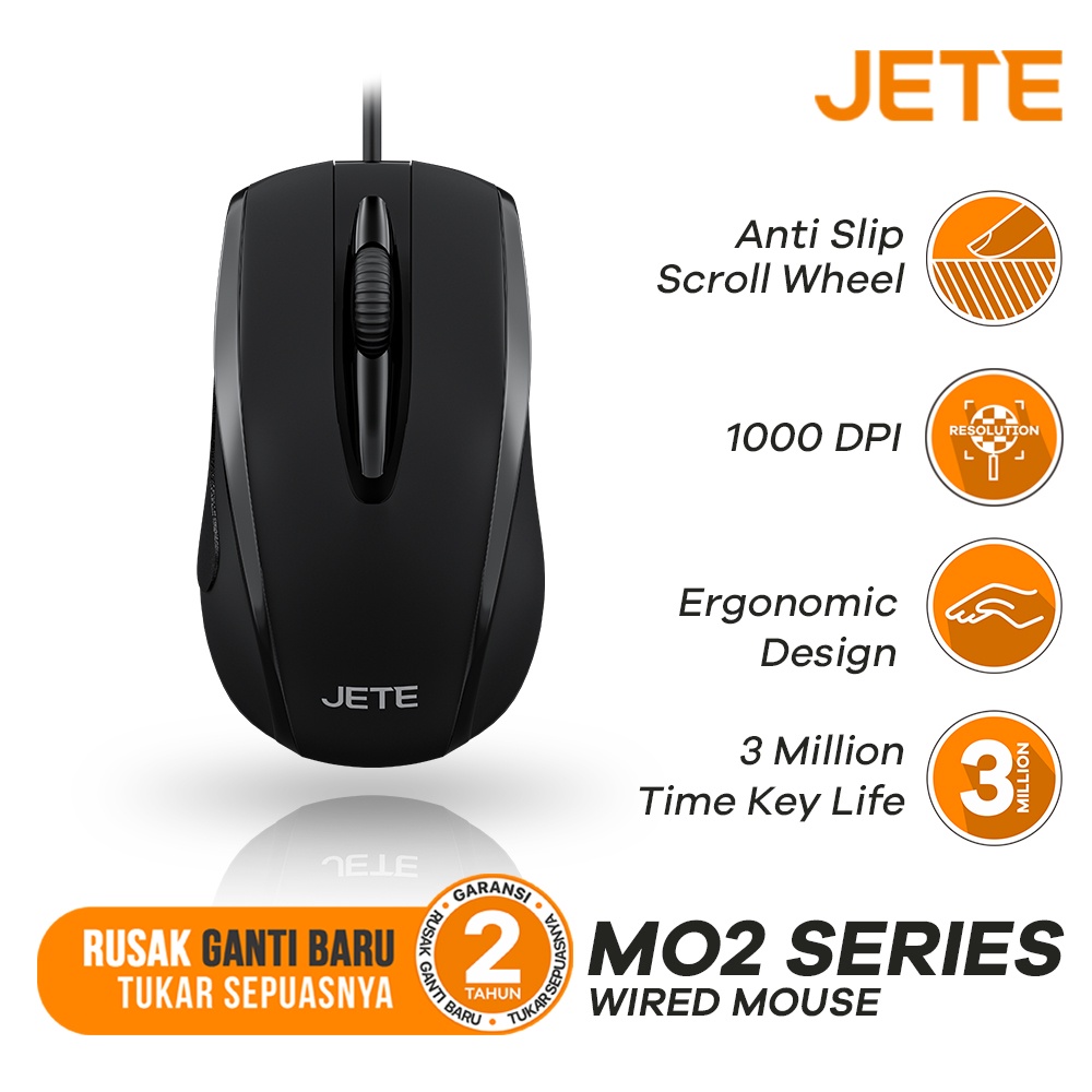 Wired Mouse JETE MO2 1000 DPI Ergonomis Design - Garansi 2 Tahun