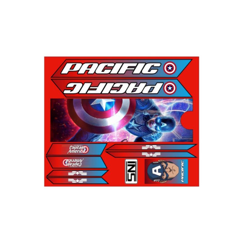 stiker sepeda anak pacific captain amerika UK 12 16 decal glossy mengkilap