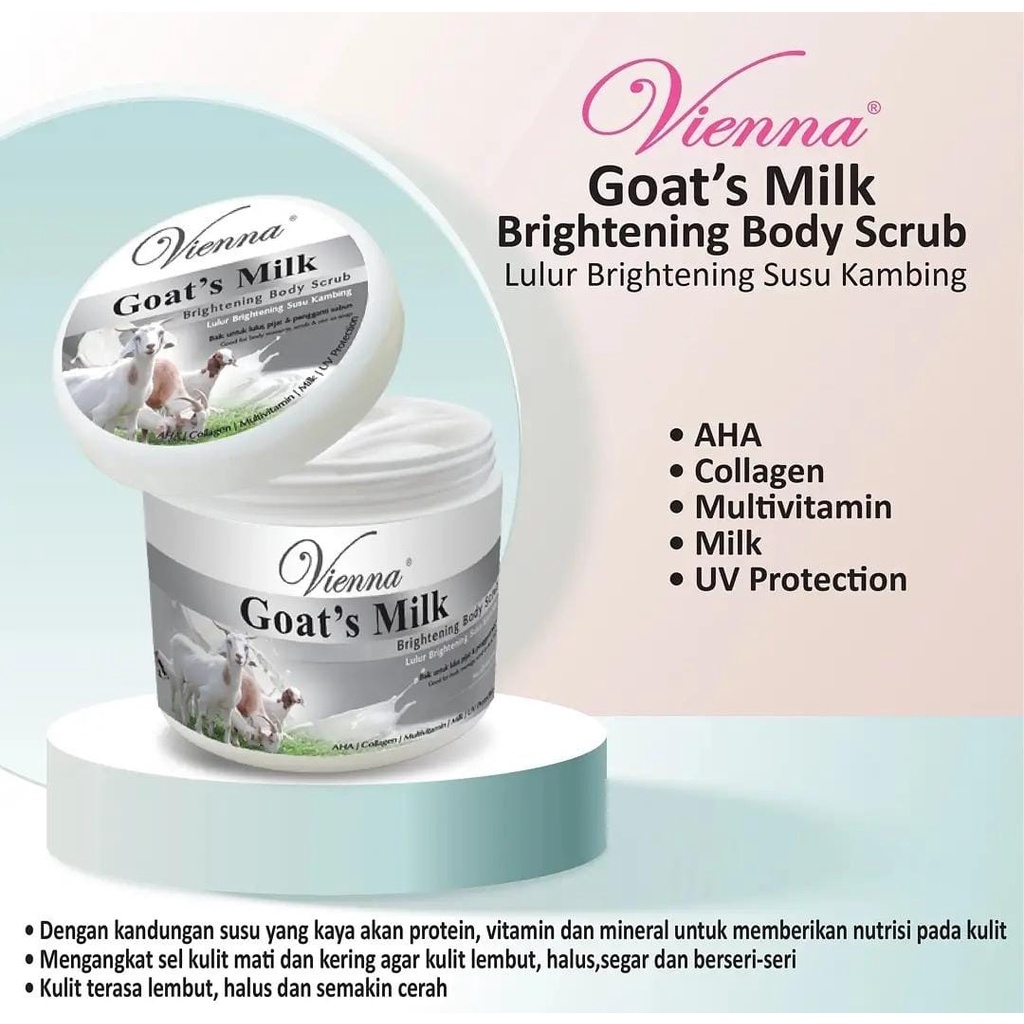 VIENNA BRIGHTENING BODY SCRUB 250GR BPOM - LULUR MANDI PEMUTIH BADAN PERMANEN