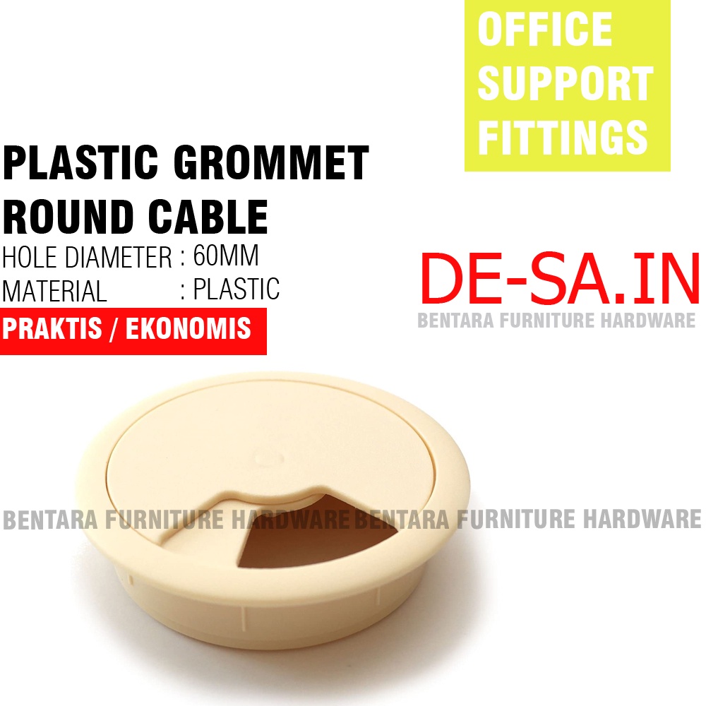 60MM LUBANG KABEL BULAT PLASTIK - PLASTIC GROMMET ROUND CABLE WIRE OFFICE HITAM PUTIH ABU COKLAT CREAM CHROME MIRROR