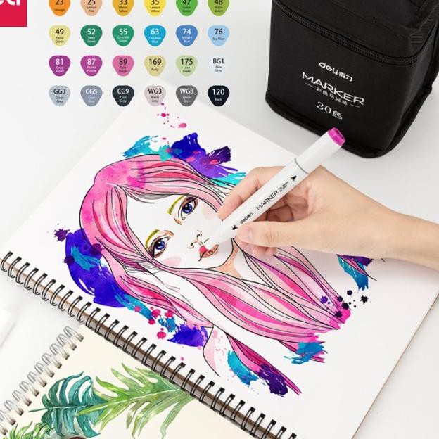 

STOCK BARU!!.>cvf-840 Deli Color Marker With Bag Spidol Warna Dengan Tas 30/40/60/80C 70807 - 30 WA