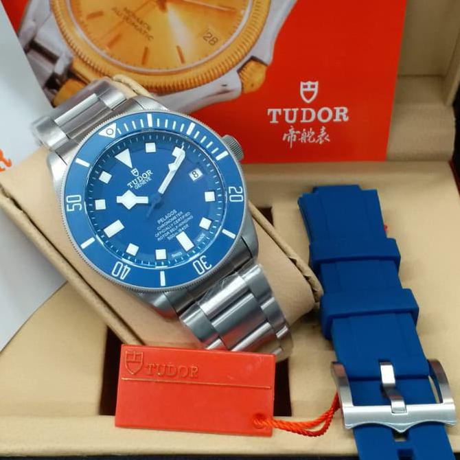 Kualitas Terbaik GJ TUDOR PELAGOS BLACK & BLUE REAL TITANIUM SWISS CLONE ULTIMATE XF V3 - Biru