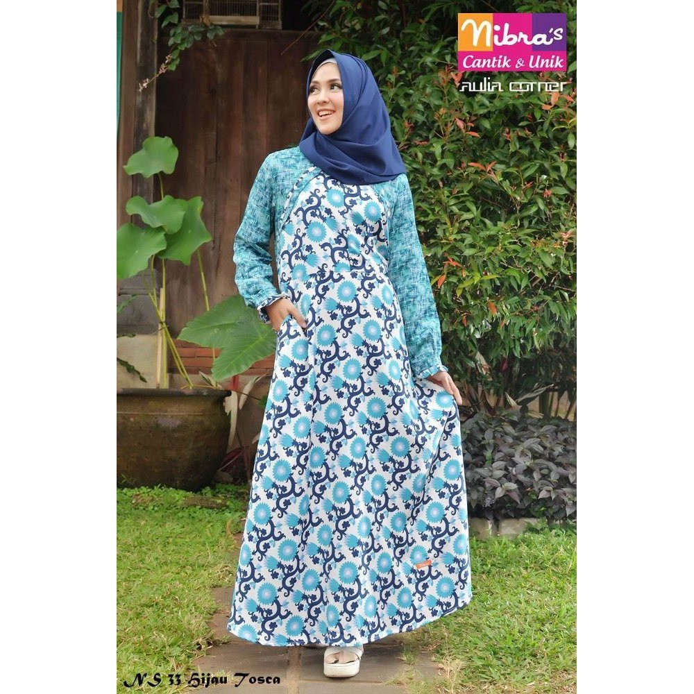 LARIS Baju Gamis Modern Nibras NS 33 Biru ORIGINAL Baju Murah