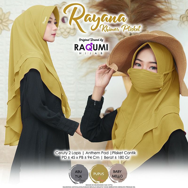 hijab RAYAN KHIMAR PLISKET ORI RAQUMI HIJAB