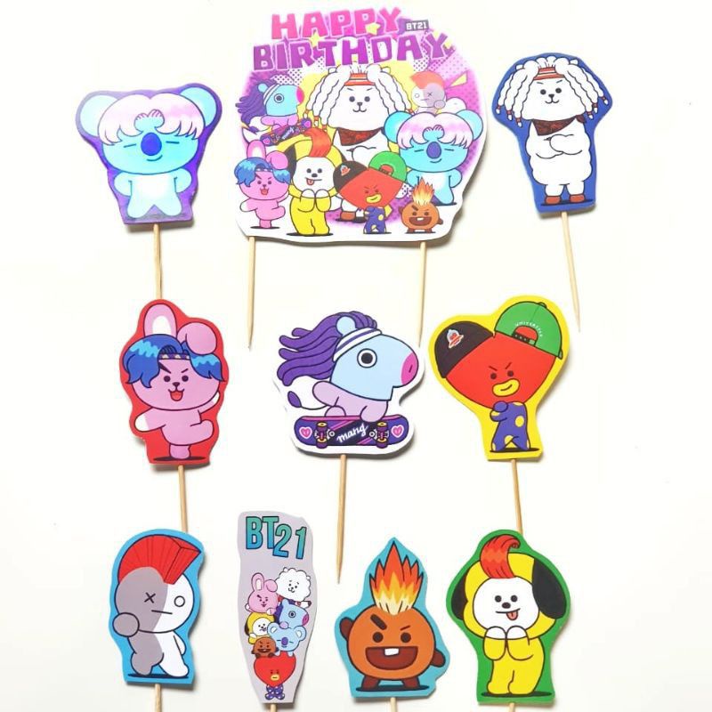 [READY] CAKE TOPPER TERMURAH CAKE TOPPER BT21 | BT21 BIRTHDAY | PERLENGKAPAN ULANG TAHUN TERMURAH |