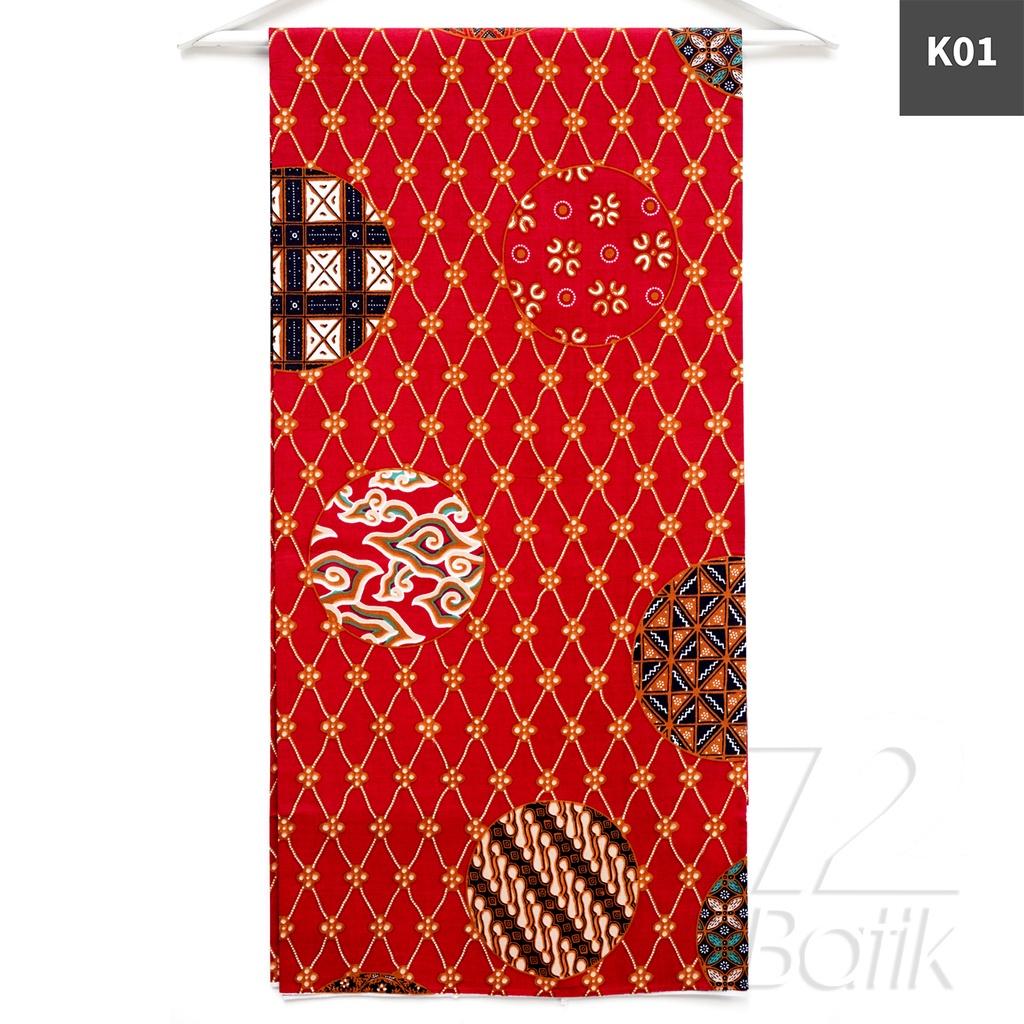 KAIN BATIK PREMIUM Bahan Katun Motif Lingkar Klasik Warna Merah 729210 Cap 72 Jarik Jarit Samping Kebat Panjang Batik Katun Modern Premium Bahan Seragam Batik Pernikahan Kantor Keluarga Murah Kamen Jadi Batik Bali Lembaran